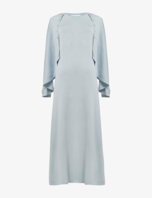 Cape-Detail Woven Midi Dress by LEEM