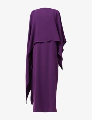 Cape-Overlay Relaxed-Fit Woven Maxi Dress by LEEM