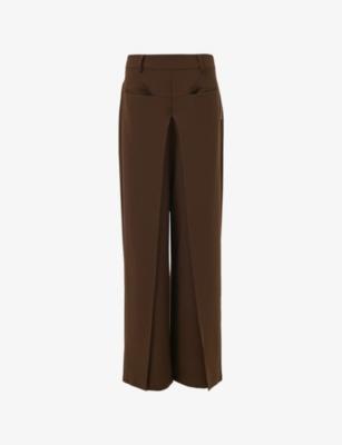 Drape-Panel Wide-Leg Woven Trousers by LEEM