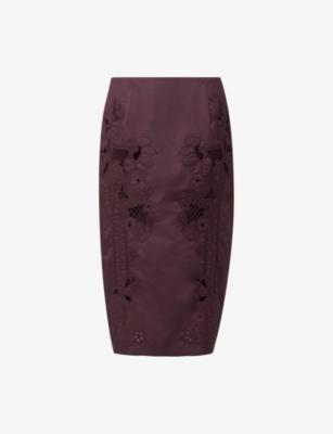 Embroidered Cotton-Blend Pencil Skirt by LEEM