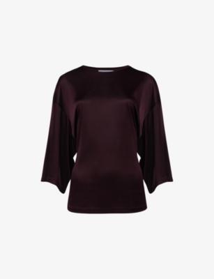 Fitted-Waist Satin Top by LEEM