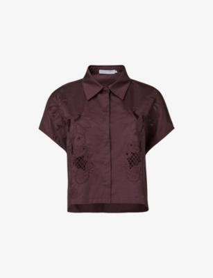 Floral-Embroidered Short-Sleeved Cotton-Blend Shirt by LEEM