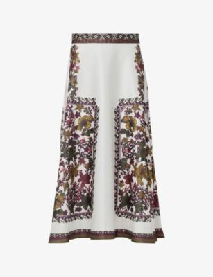 Floral-Print High-Waist Woven Maxi Skirt by LEEM