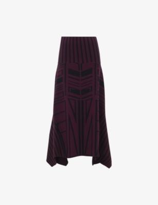 Geometric Handkerchief Knitted Midi Skirt by LEEM