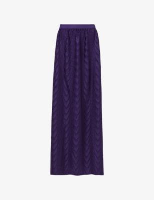 Geometric-Pattern Plisse Woven Maxi Skirt by LEEM