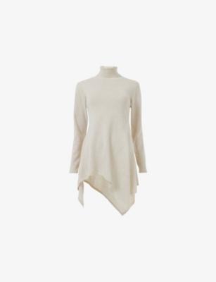 High-Neck Handkerchief-Hem Knitted Tunic by LEEM