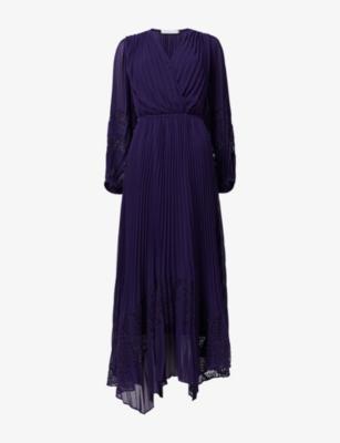Lace-Detail Pleated Woven Maxi Dress by LEEM