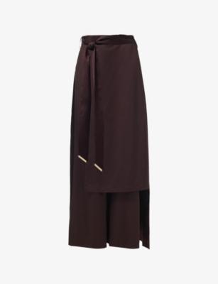 Overlay-Skirt Wide Leg Woven Trousers by LEEM Overlay-Skirt Wide Leg Woven Trousers by LEEM