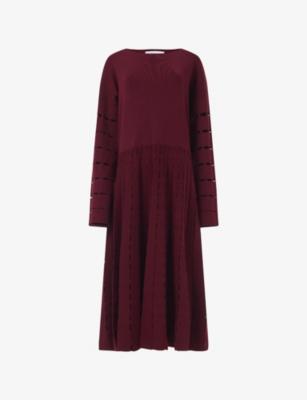 Patterned Scoop-Neck Knitted Midi Dress by LEEM