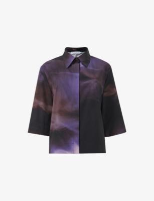 Printed Short-Sleeve Boxy Cotton Shirt by LEEM