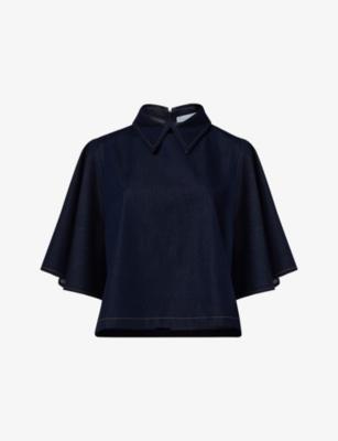 Relaxed-Fit Collared Denim Top by LEEM