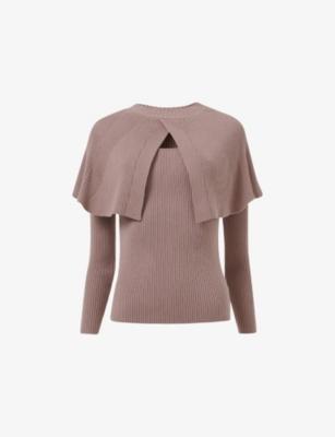 Ribbed Cape-Detail Knitted Jumper by LEEM