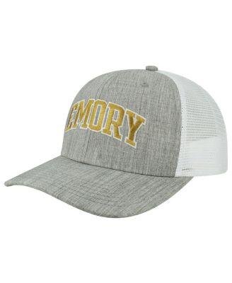 Men's Heather Gray, White Emory Eagles Arch Trucker Snapback Hat by LEGACY ATHLETIC