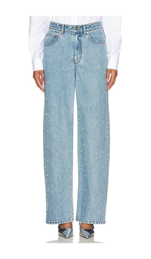 LEJE Bubble Embroidered Straight Leg Jeans in Blue by LEJE