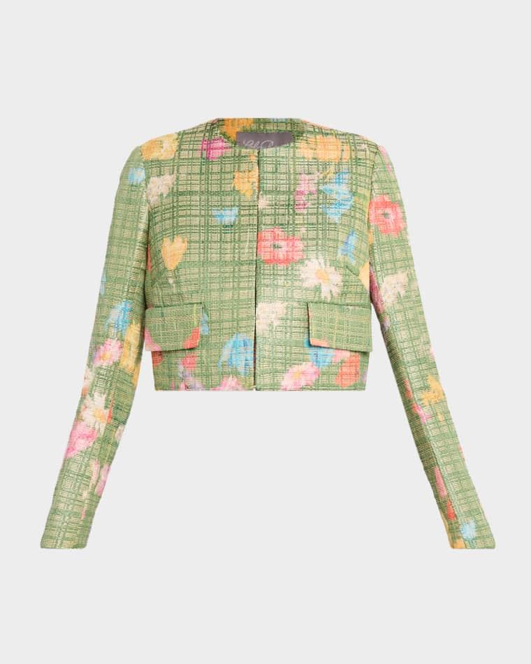 Floral Raffia Crop Jacket by LELA ROSE