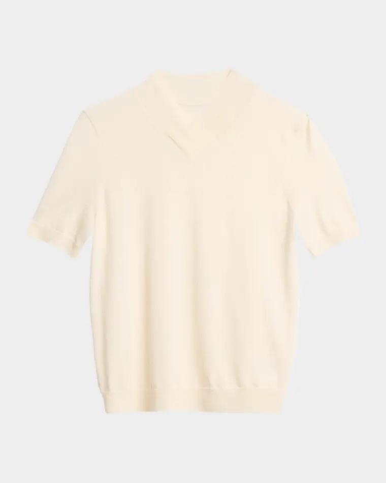 Merino Silk Knit Short-Sleeve Sweater by LELA ROSE