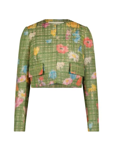 floral-print raffia jacket by LELA ROSE