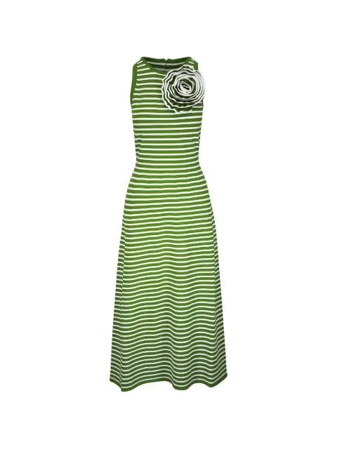 striped rose-detail dress by LELA ROSE
