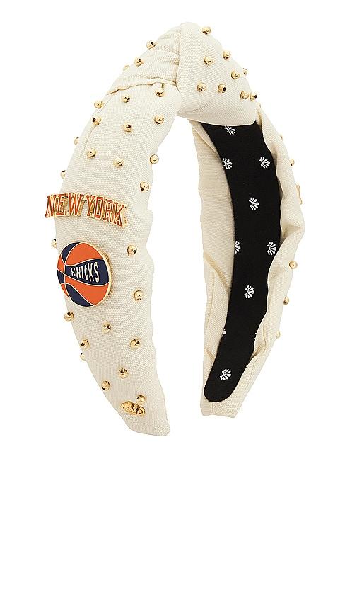 Lele Sadoughi x NBA New York Knicks Embellished Headband in Ivory by LELE SADOUGHI Lele Sadoughi x NBA New York Knicks Embellished Headband in Ivory by LELE SADOUGHI