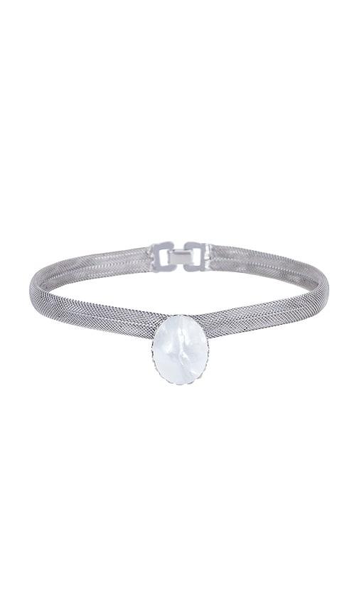 LELET NY Charlotte Mesh Choker in Metallic Silver by LELET NY