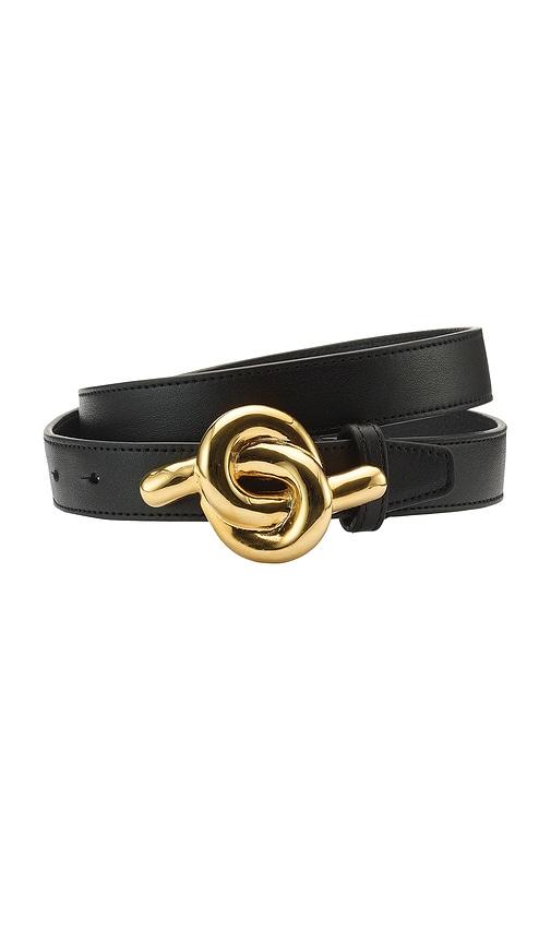 LELET NY Glossy Knot Leather Belt in Black by LELET NY