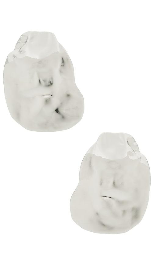 LELET NY Hera Hammered Earrings in Metallic Silver by LELET NY