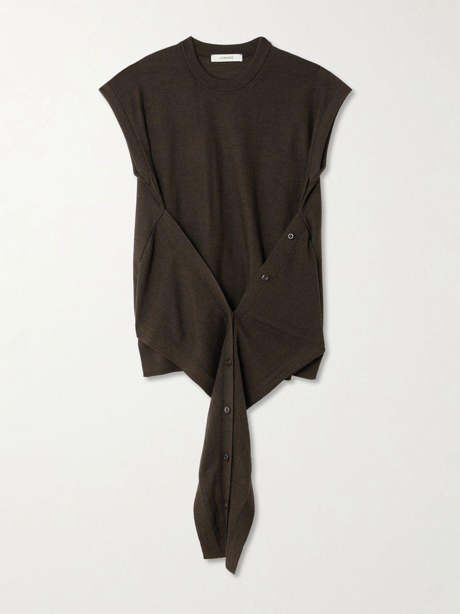 Asymmetric draped wool-blend top by LEMAIRE