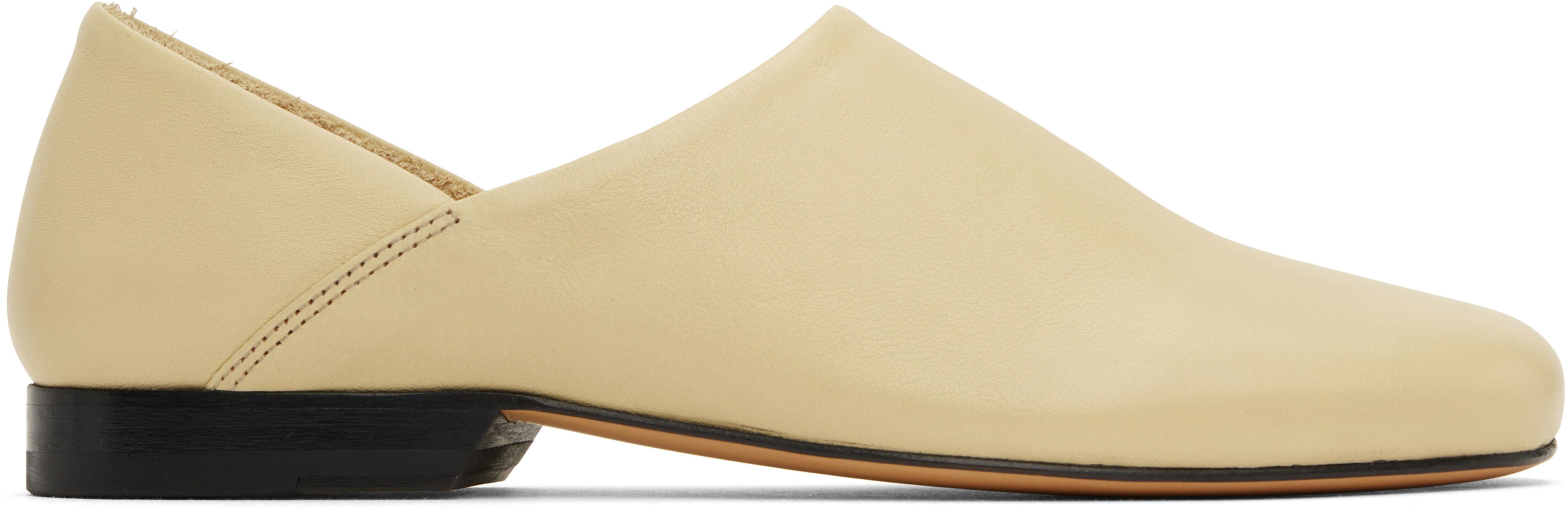 Beige Leather Slippers by LEMAIRE