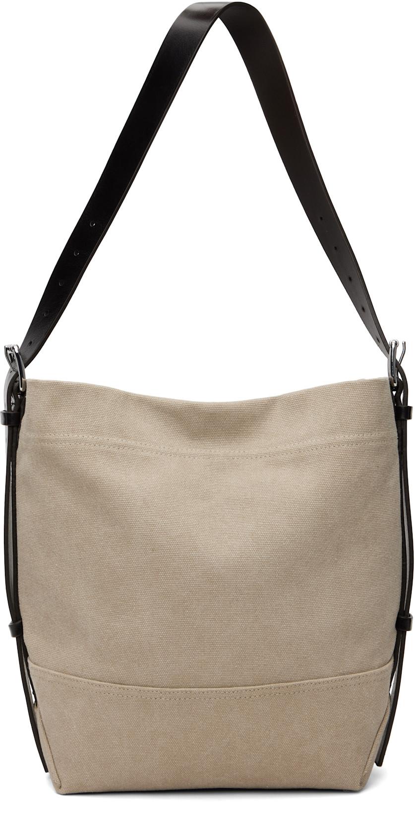 Beige Small Belted Tote by LEMAIRE