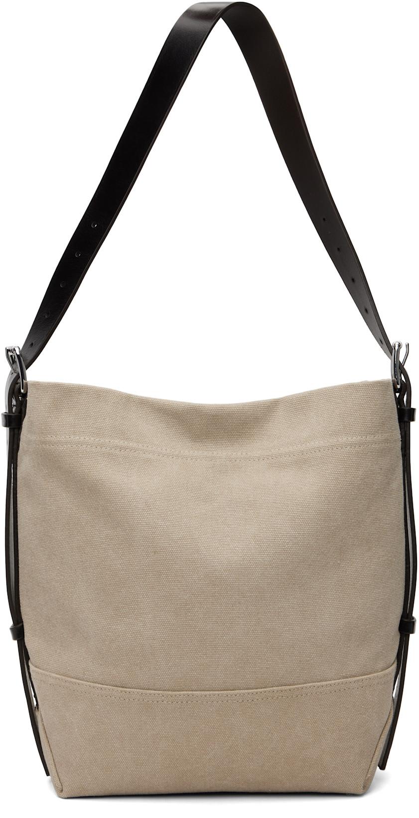 Beige Small Belted Tote by LEMAIRE