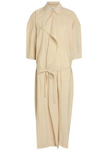 Belted brushed silk-blend midi shirt dress by LEMAIRE