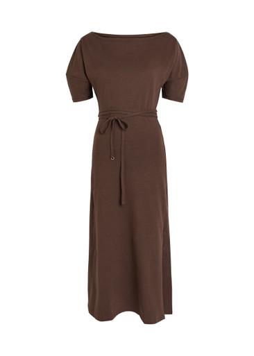 Belted off-the-shoulder cotton-blend midi dress by LEMAIRE