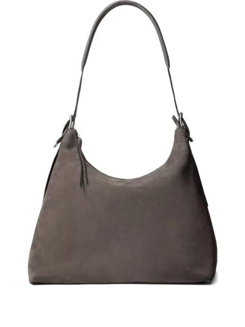 Belted suede shoulder bag by LEMAIRE