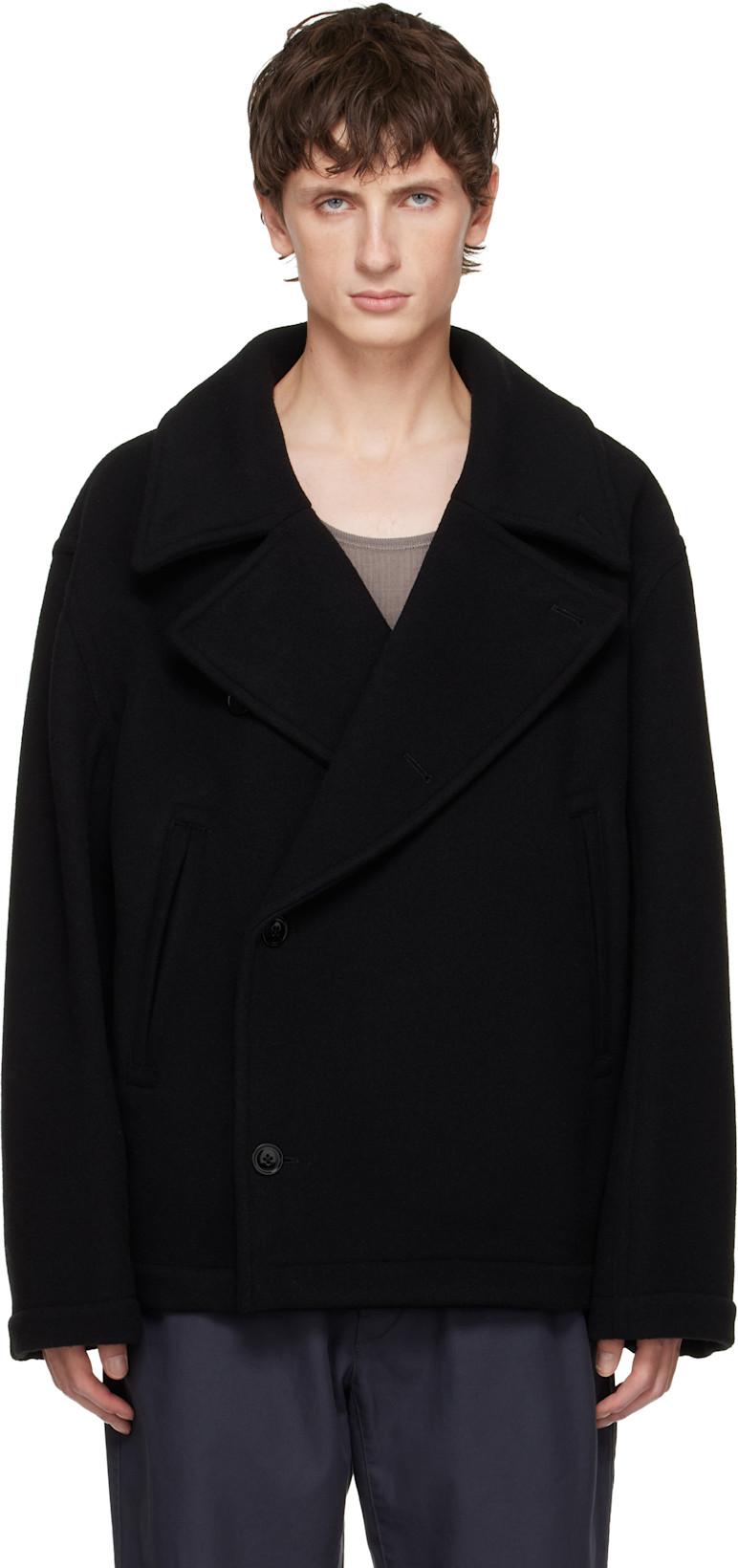 Black Boxy Coat by LEMAIRE