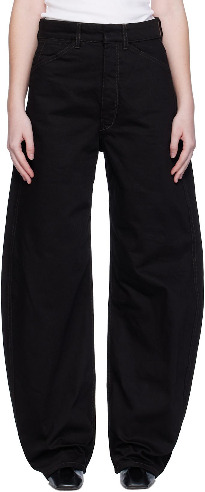 Black High Waisted Curved Jeans by LEMAIRE