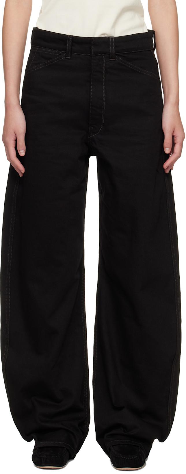Black High Waisted Curved Jeans by LEMAIRE