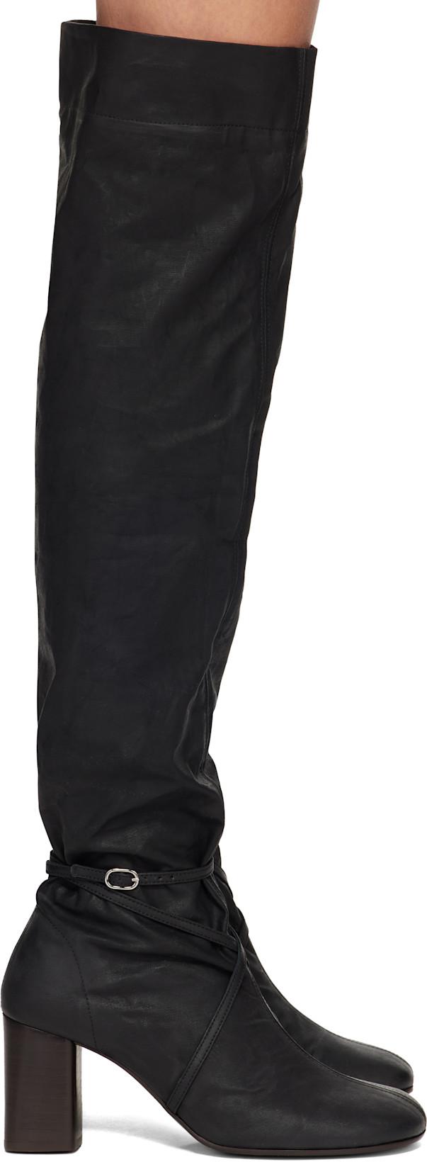 Black Knotted Anatomic 80 Boots by LEMAIRE