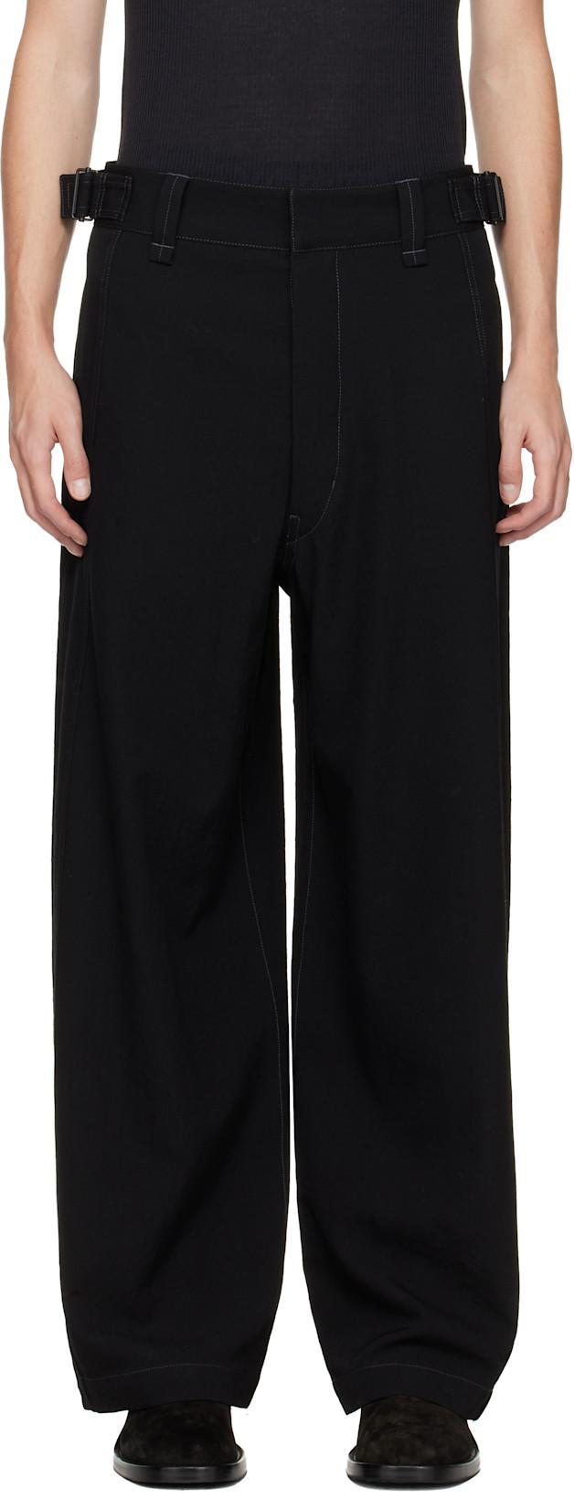 Black Maxi Utility Trousers by LEMAIRE