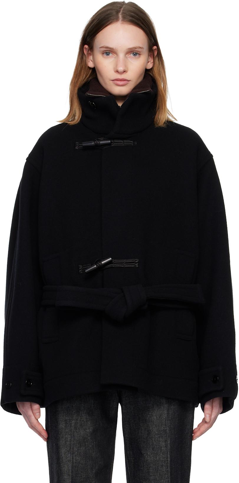 Black Short Duffle Coat by LEMAIRE