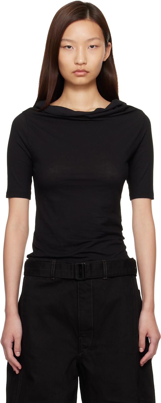 Black Short Sleeve Twisted T-shirt by LEMAIRE