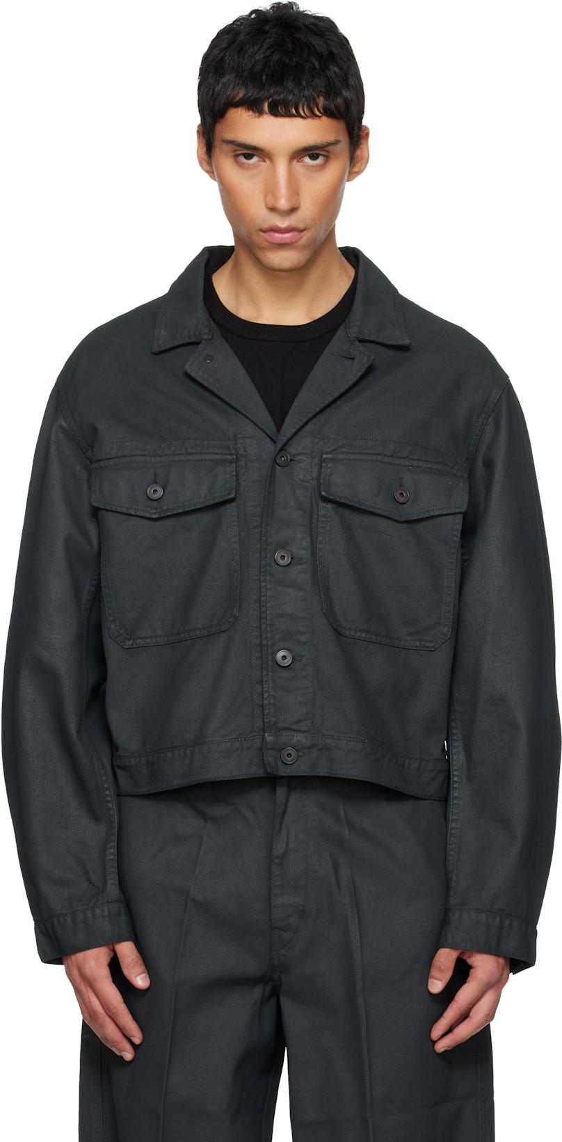 Black Trucker Denim Jacket by LEMAIRE