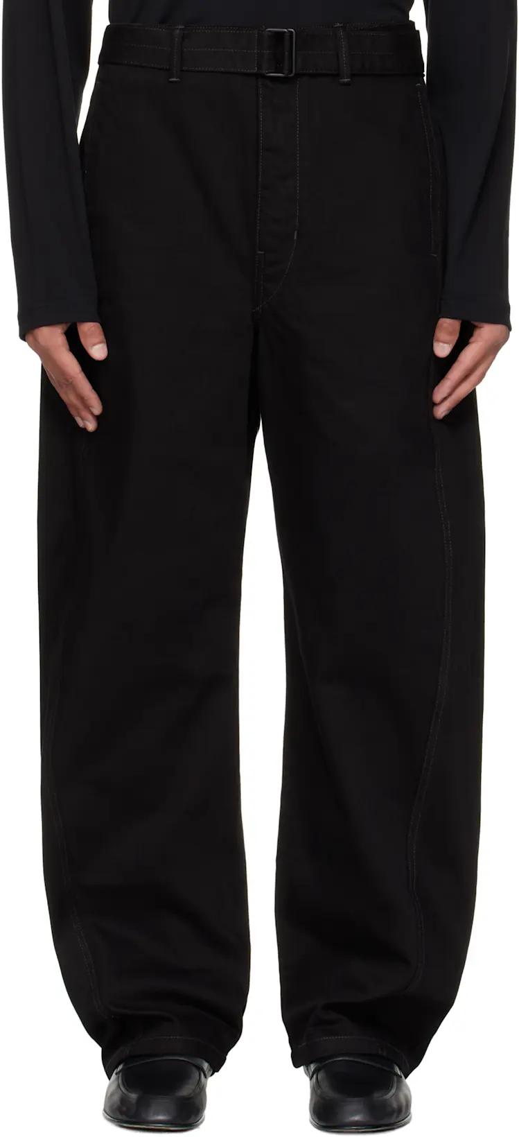 Black Twisted Belted Jeans by LEMAIRE