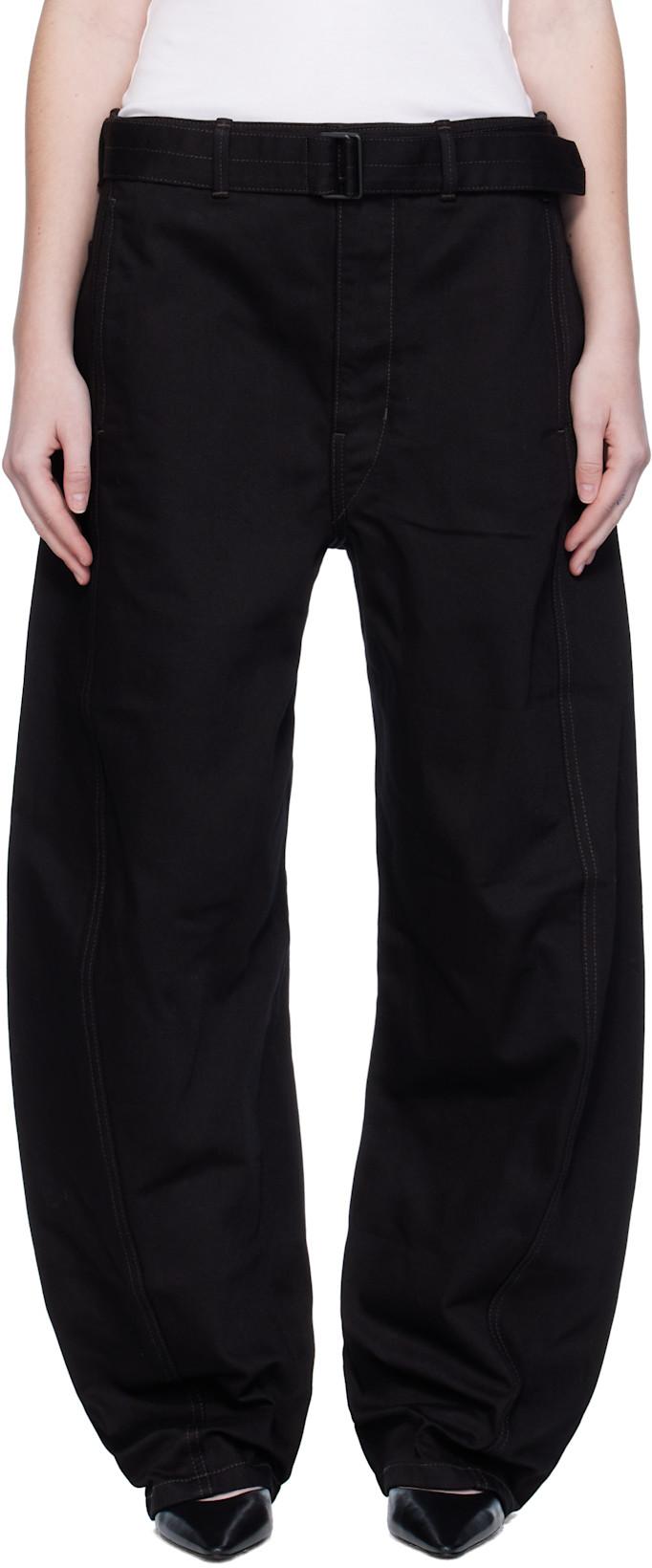 Black Twisted Belted Jeans by LEMAIRE