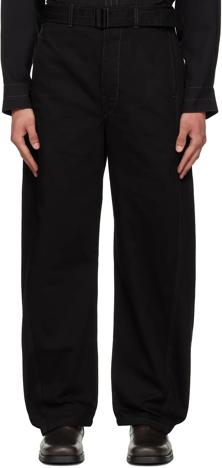 Black Twisted Belted Jeans by LEMAIRE