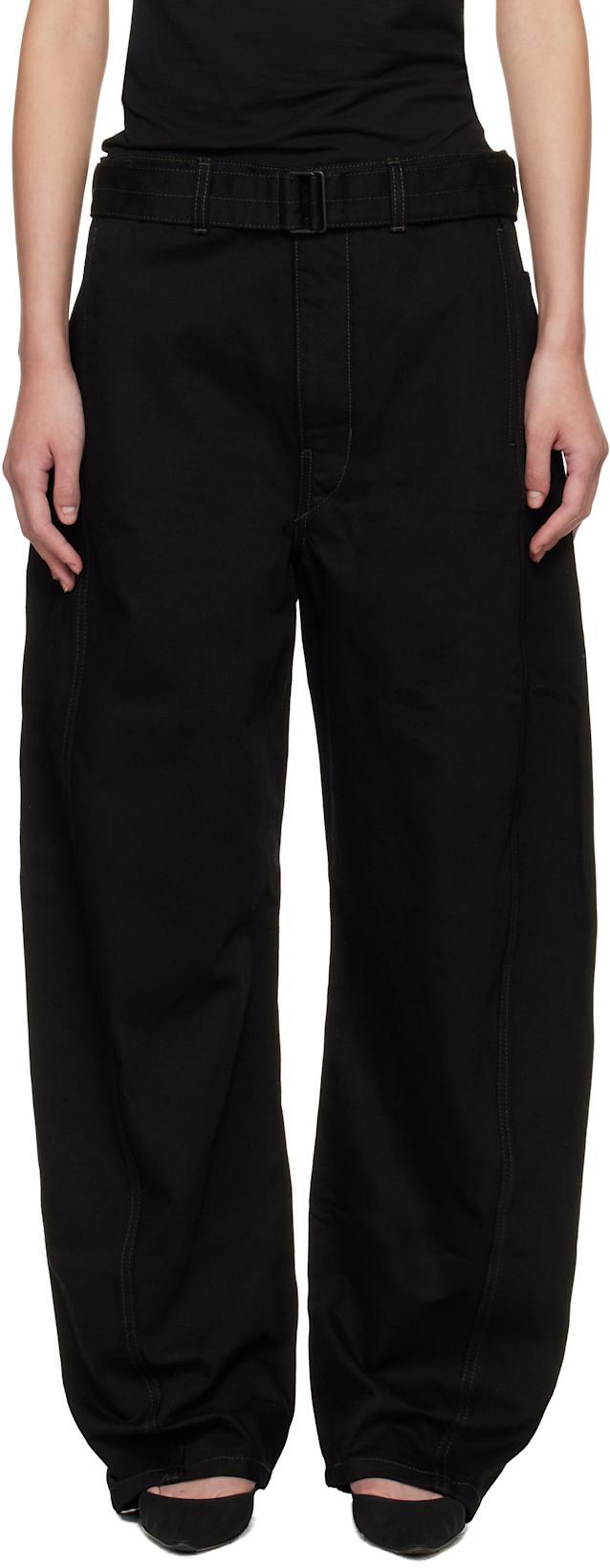 Black Twisted Belted Jeans by LEMAIRE