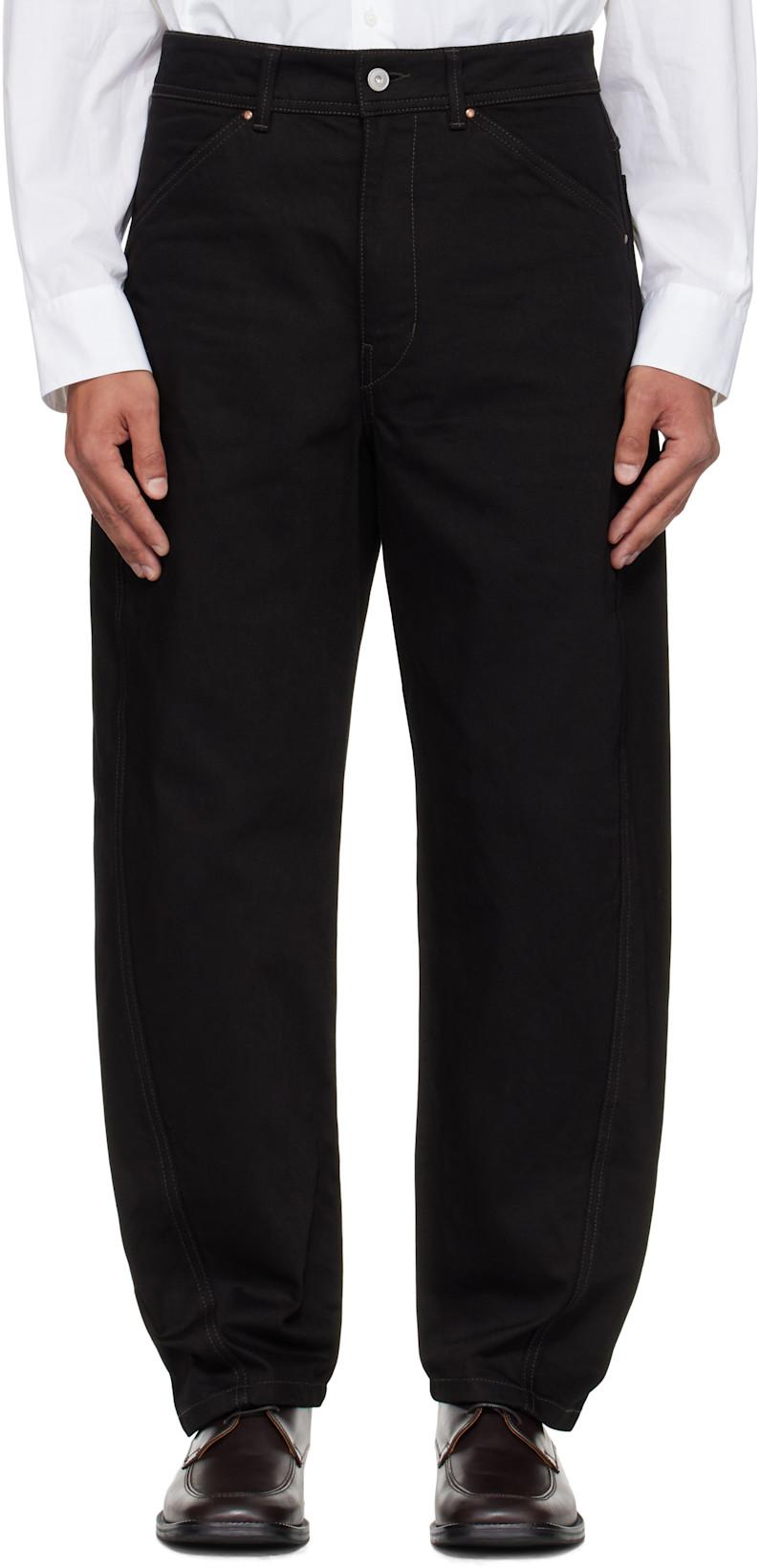 Black Twisted Workwear Jeans by LEMAIRE