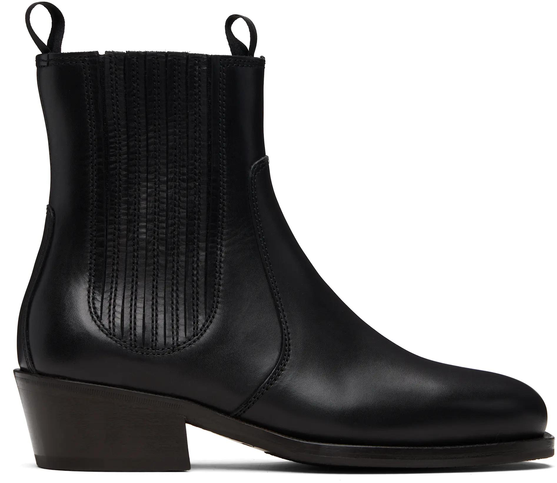 Black Vegetable-Tanned Chelsea Boots by LEMAIRE