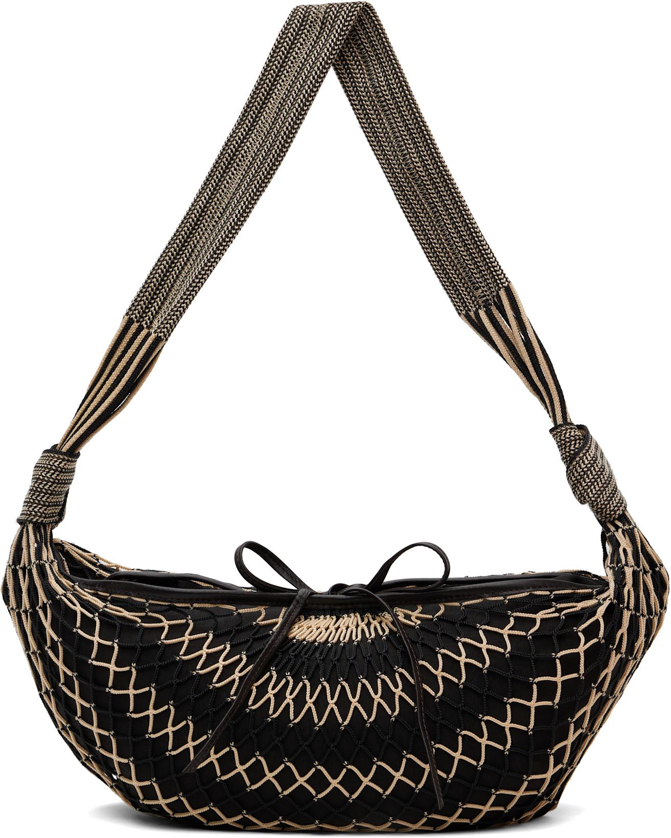 Black & Beige Croissant Filt Bag by LEMAIRE