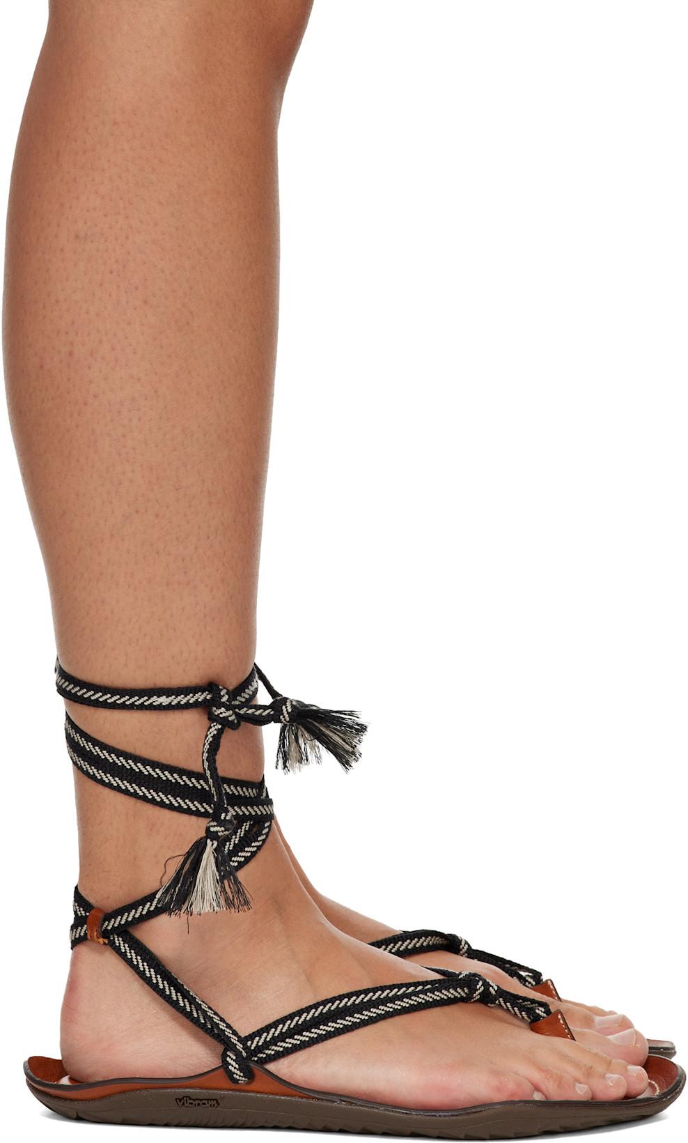 Black & Brown Leather Vibram Sandals by LEMAIRE