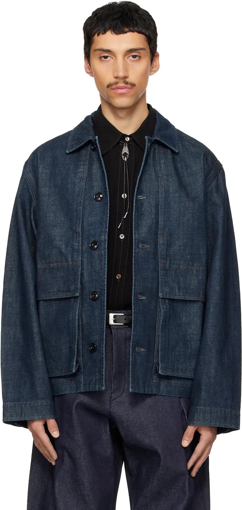 Blue Boxy Denim Jacket by LEMAIRE